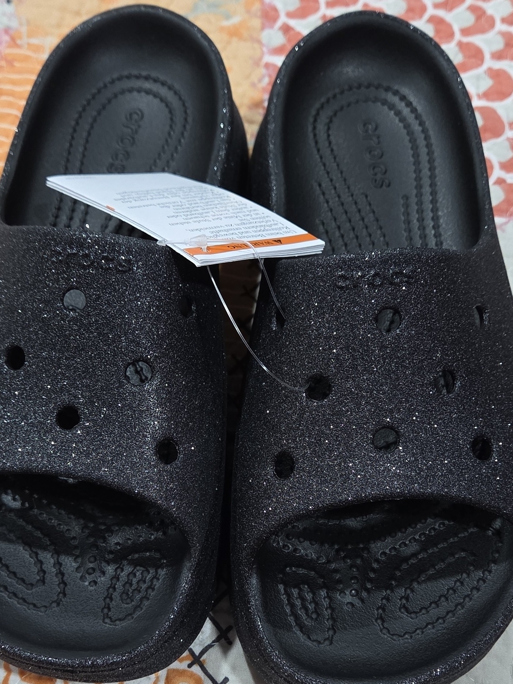 CROCS Black Glitter Classic Slide